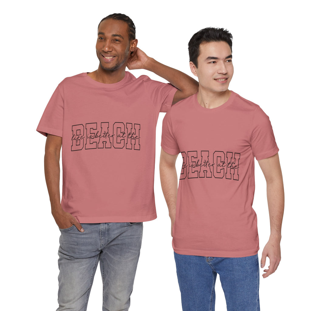 Beach outline text Tee | Retro collegiate script
