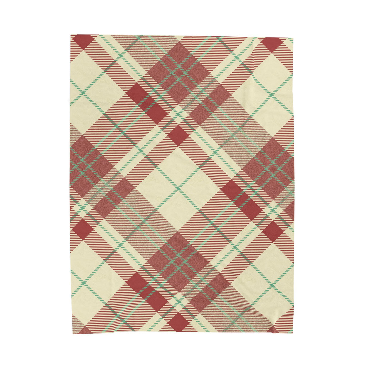 Red Green Plaid Velveteen Blanket | Cozy Tartan Throw