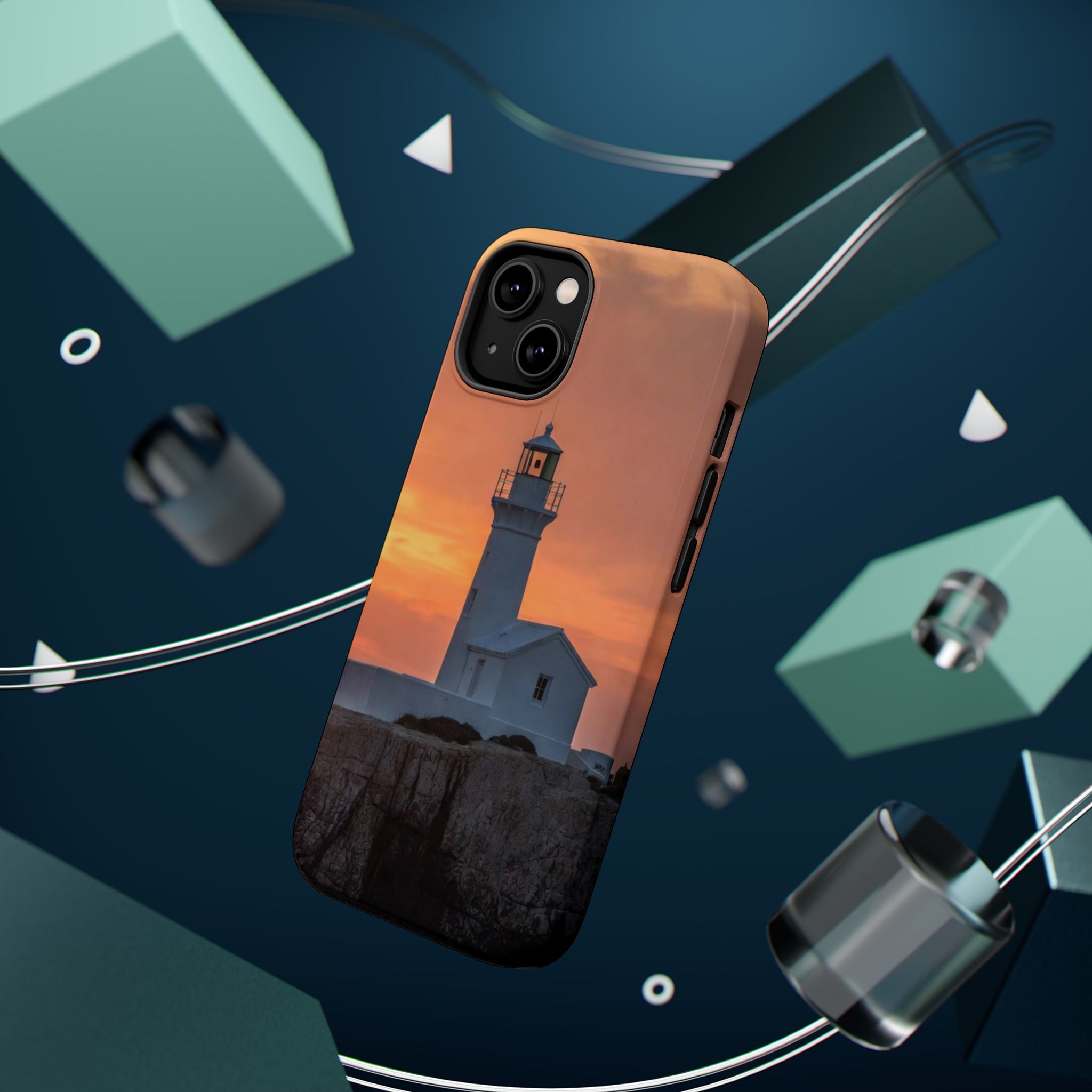 Lighthouse Cliff Sunset Phone Case | Magnetic Impact-Resistant Case