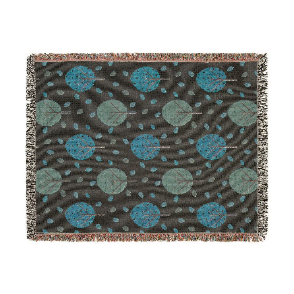 Autumn Forest Scene Woven Blanket | Fall Tree Landscape Throw