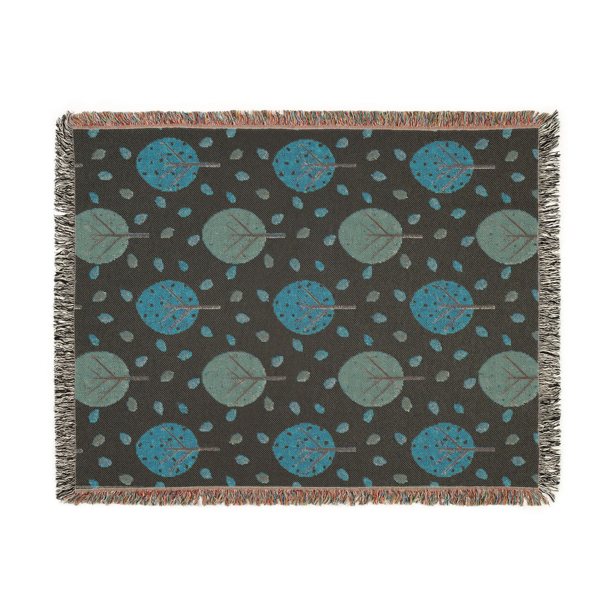 Autumn Forest Scene Woven Blanket | Fall Tree Landscape Throw