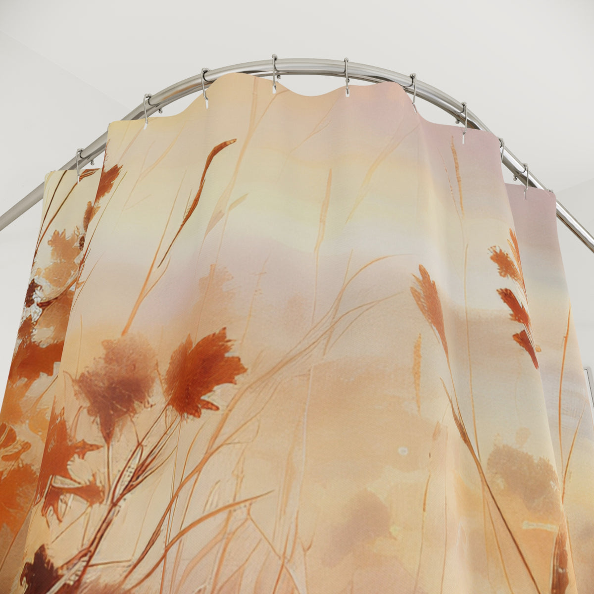 Golden Prairie Grasses Shower Curtain | Meadow Floral Bathroom Decor