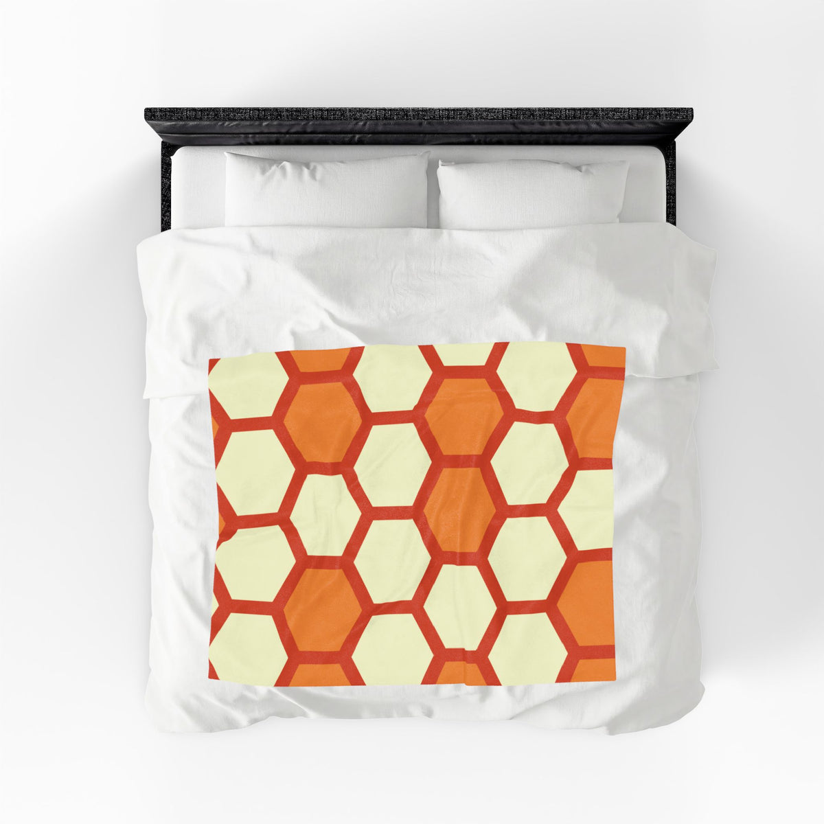 Retro Honeycomb Pattern Velveteen Plush Blanket | Orange Geometric Throw