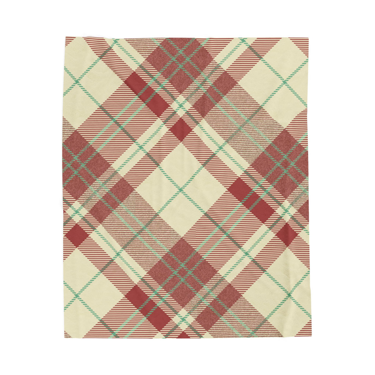 Red Green Plaid Velveteen Blanket | Cozy Tartan Throw