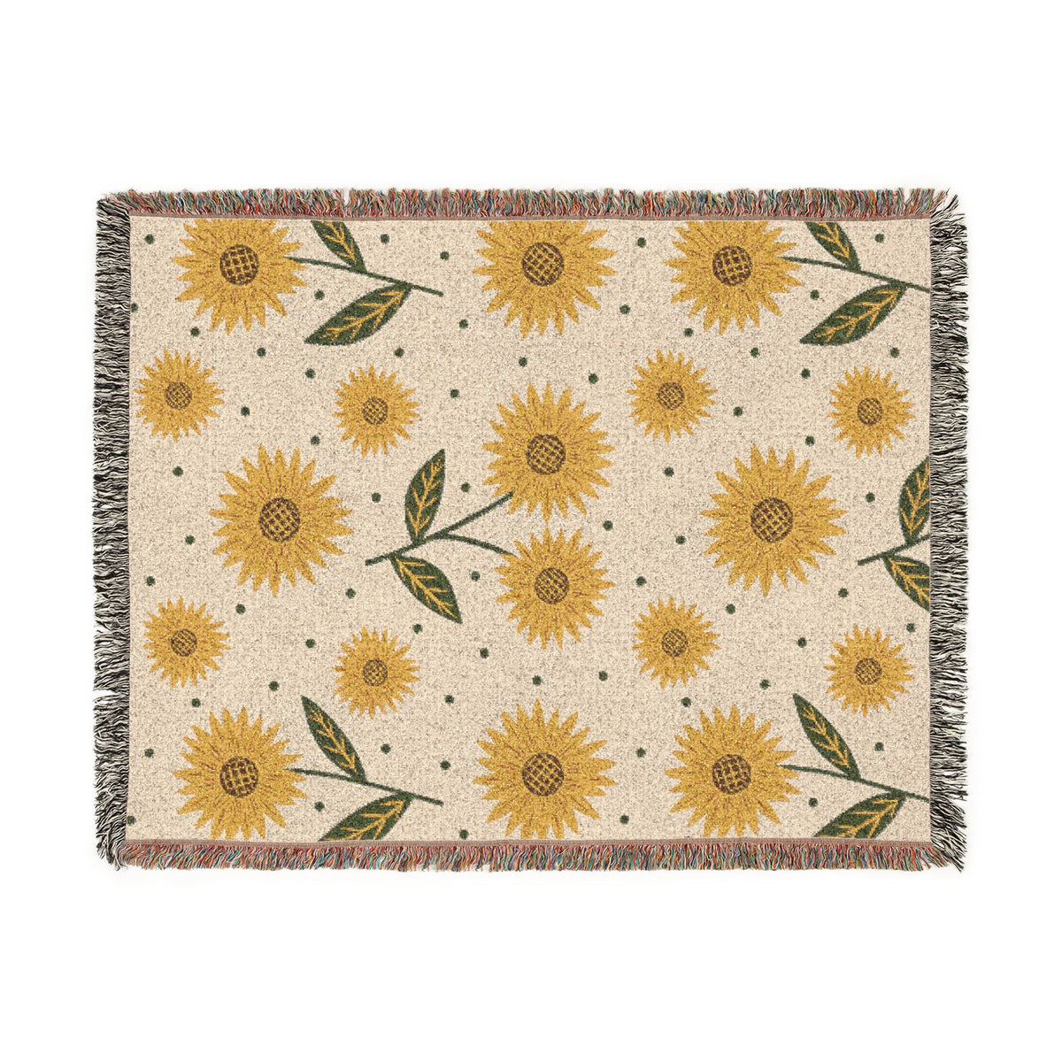 Yellow Sunflower Pattern Woven Blanket | Floral Throw, Cozy Home Decor