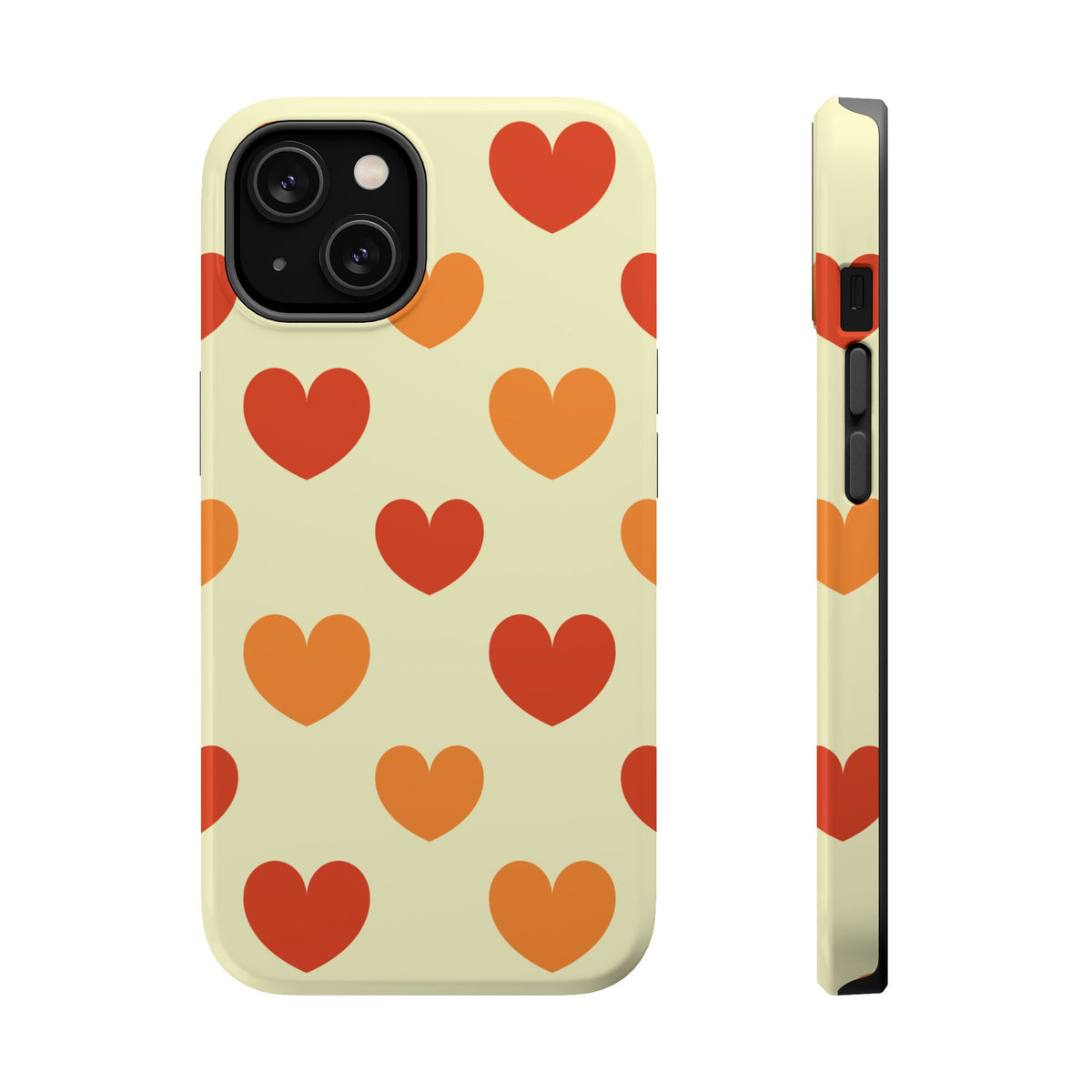 Retro Red Orange Hearts Phone Case | Magnetic Impact-Resistant Case