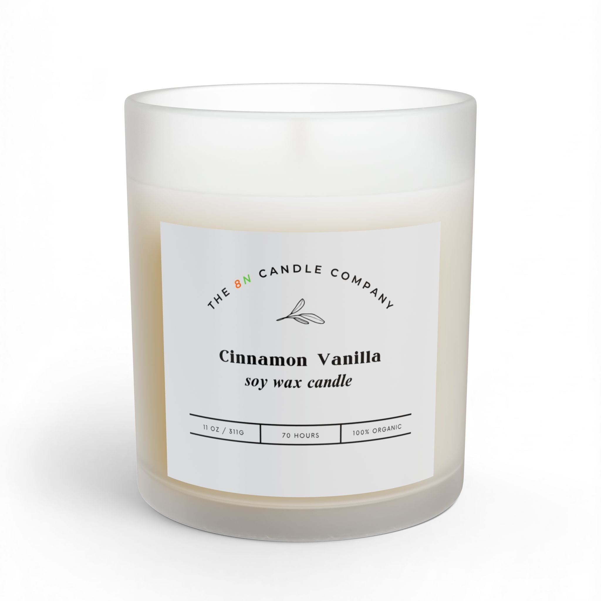 Cinnamon Vanilla Soy Candle, Glass Candle 11oz | Warm Spice Scent