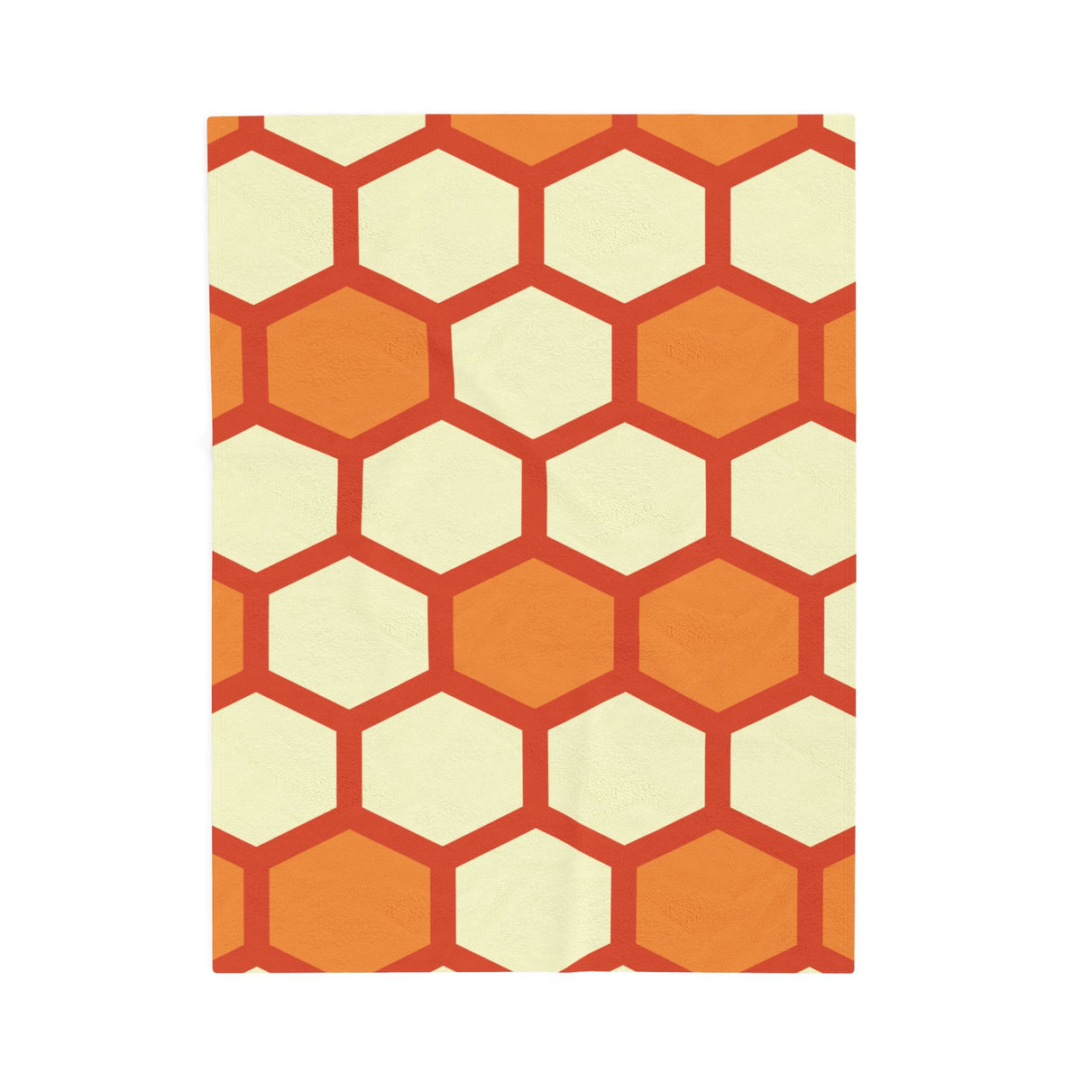Retro Honeycomb Pattern Velveteen Plush Blanket | Orange Geometric Throw
