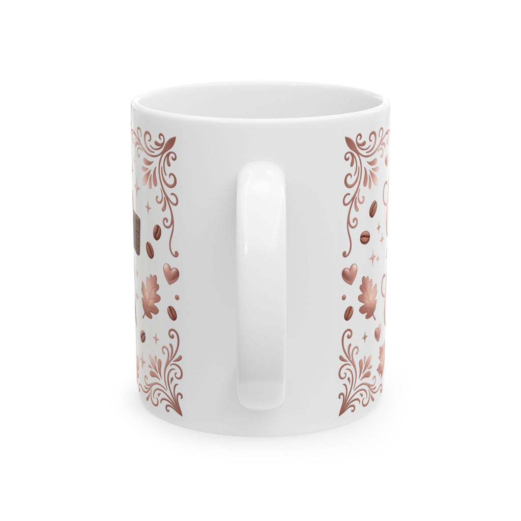 Coffee and Therapist Mug | Ceramic Coffee Cup, Rose Gold Autumn Design