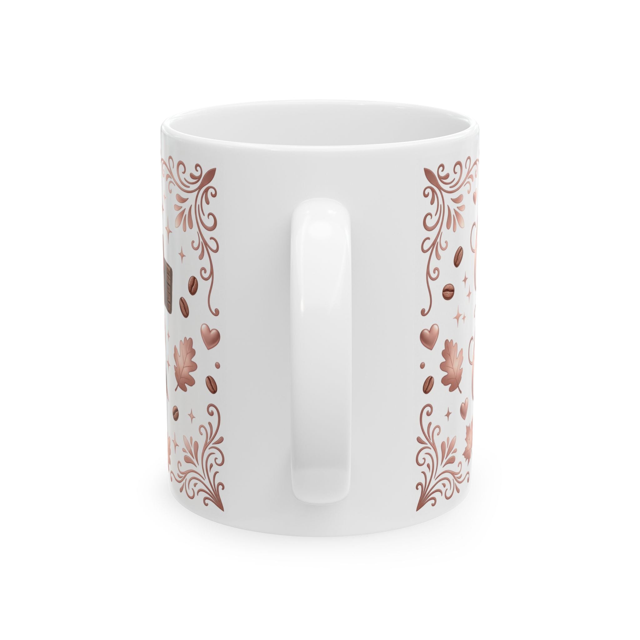 Coffee and Therapist Mug | Ceramic Coffee Cup, Rose Gold Autumn Design