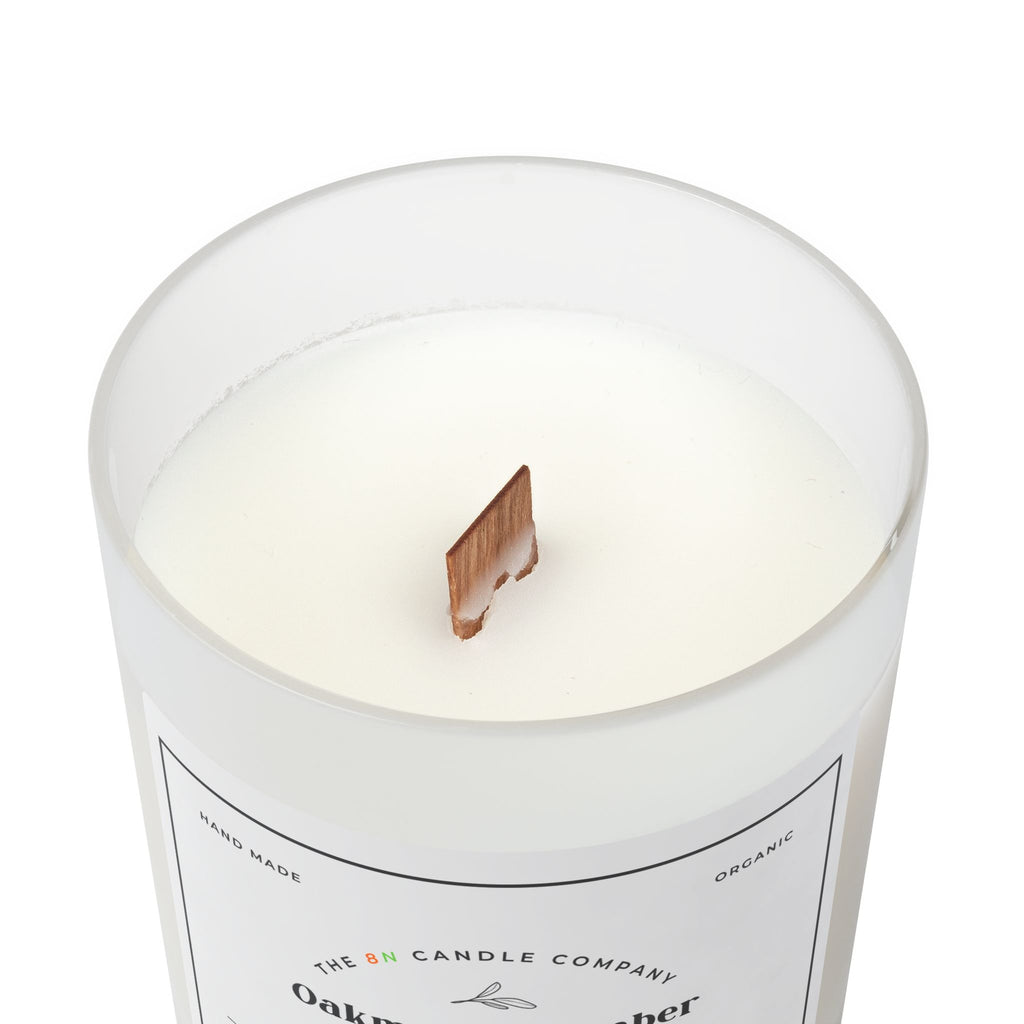 Oakmoss & Amber Frosted Glass Candle | 11oz Soy Wax Candle