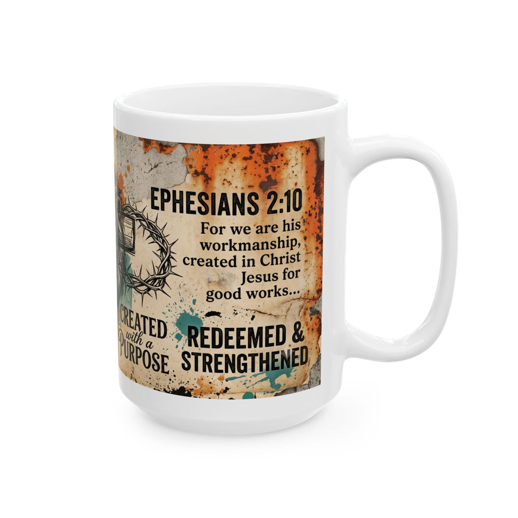 Lion and Cross Faith Illustration Mug | Created with Purpose Christian Scripture