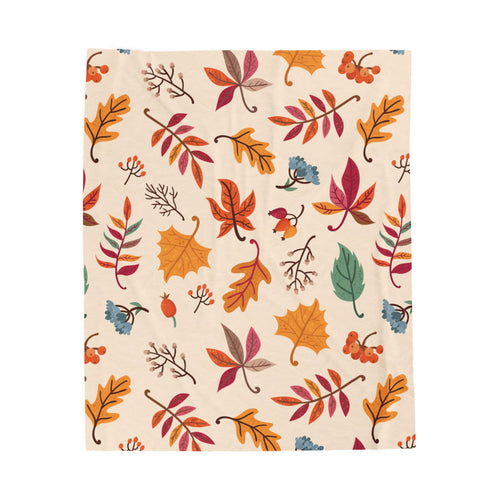 Autumn Leaves Pattern Velveteen Plush Blanket | Fall Leaves Throw
