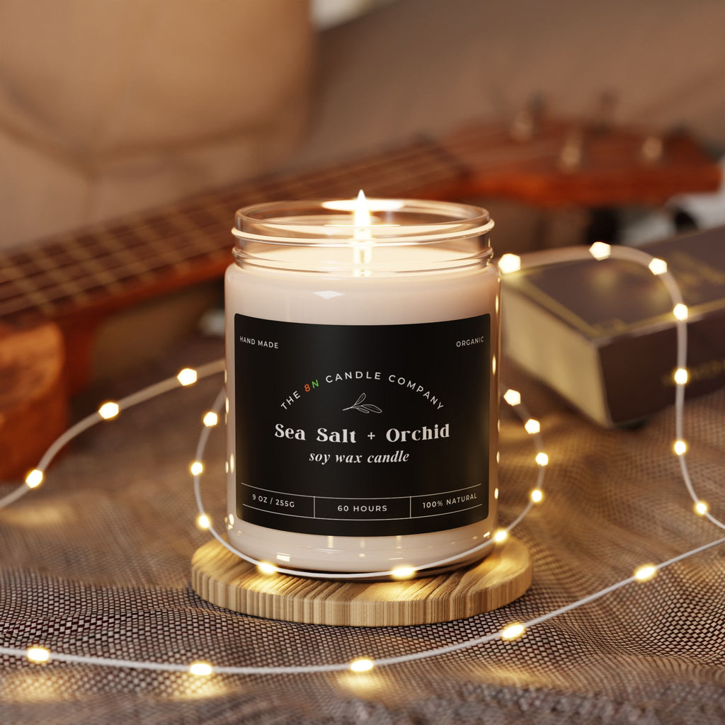 Sea Salt Orchid Candle 9oz Soy Jar | Scented Soy Candle