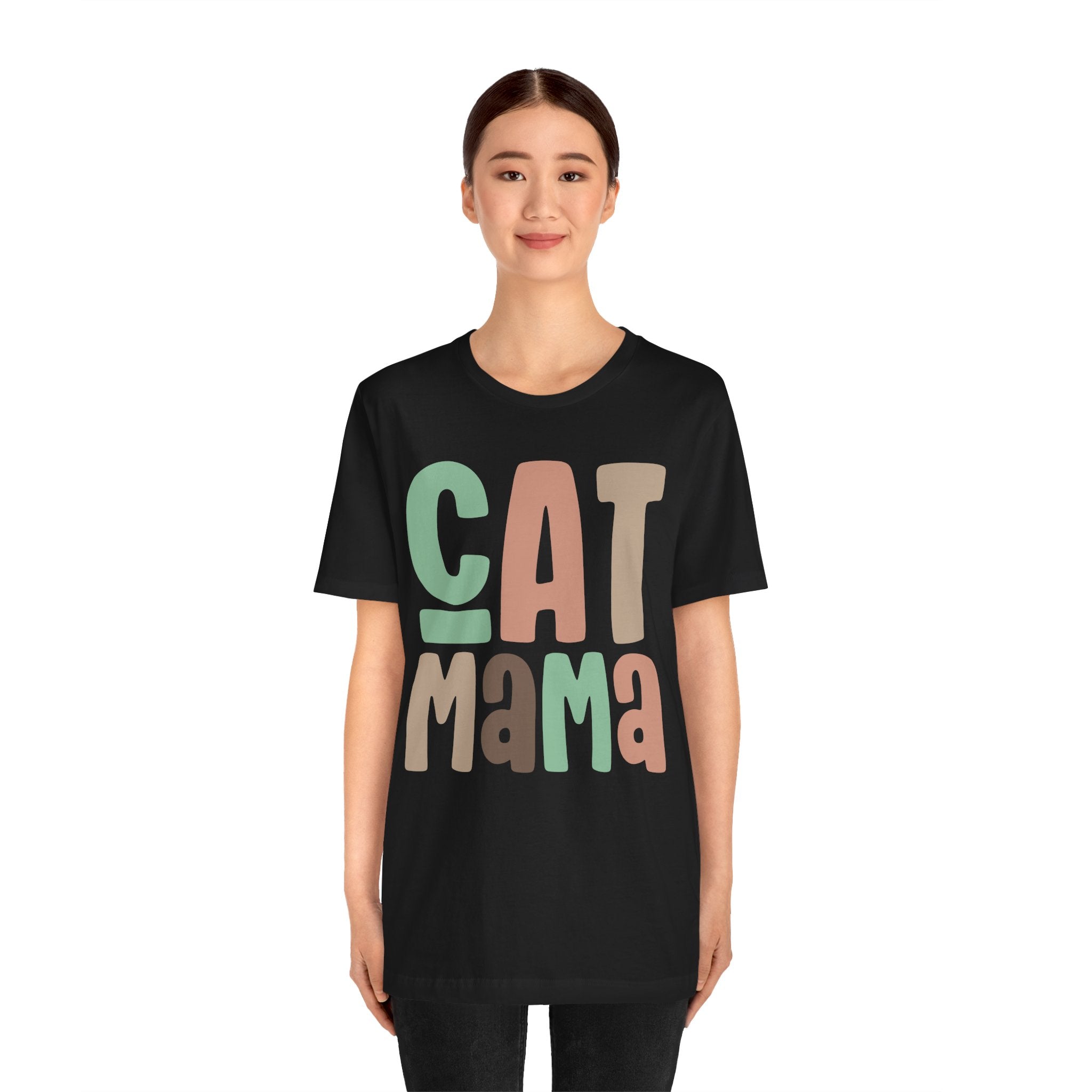 Cat Mama T-Shirt | Retro Block Letter Design