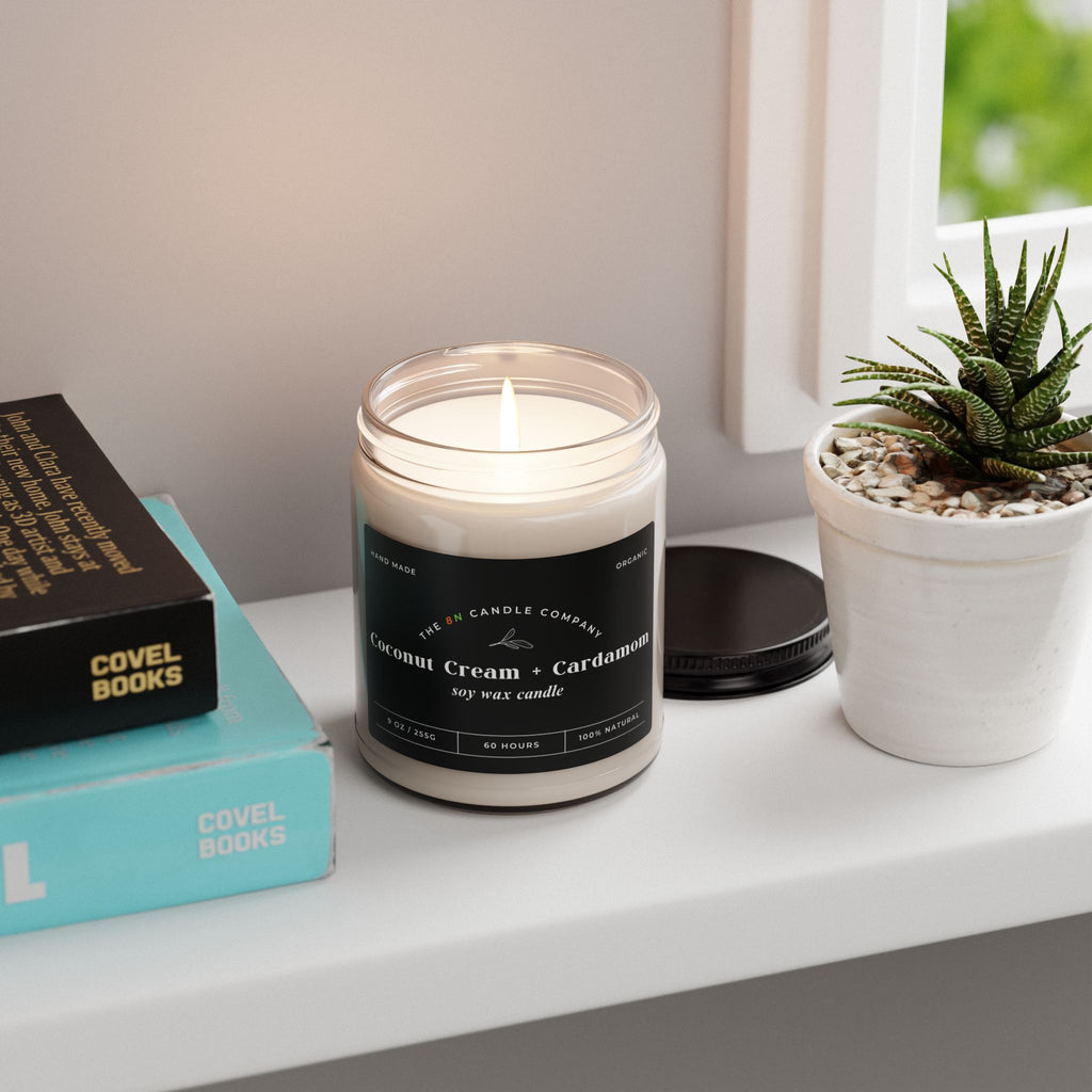 Coconut Cream Cardamom soy candle, 9oz Jar | Scented Soy Candle