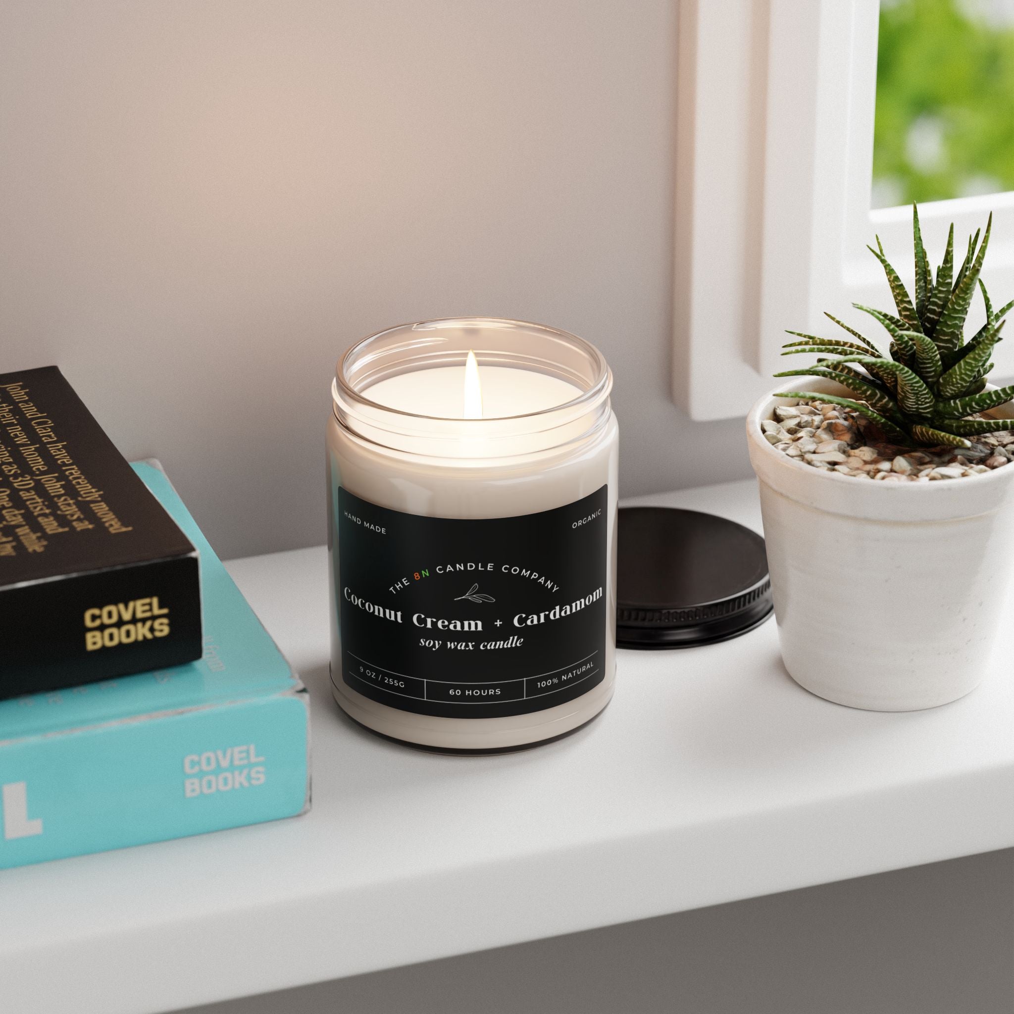 Coconut Cream Cardamom soy candle, 9oz Jar | Scented Soy Candle