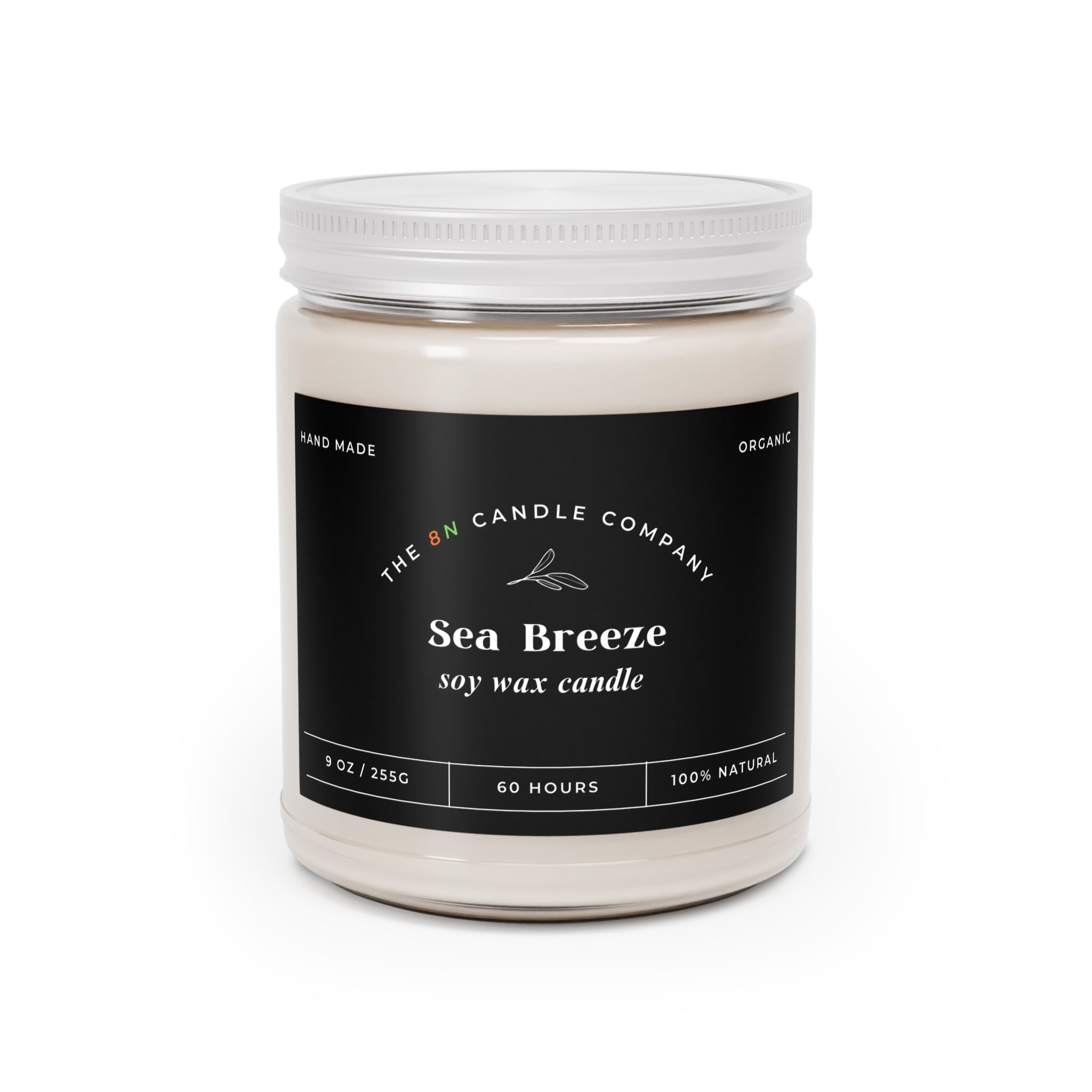 Sea Breeze soy candle 9oz | Scented Soy Candle with White Lid