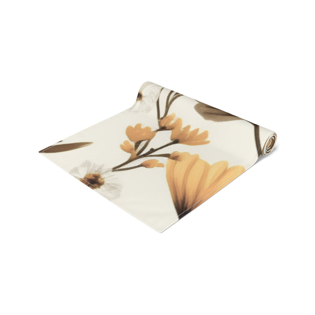 Golden Floral Branches Table Runner