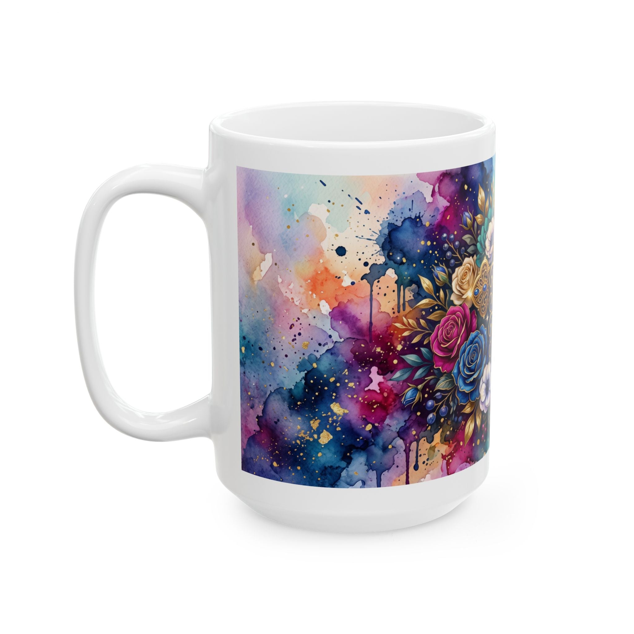 Faith Over Fear cross floral design Mug | Christian inspirational ceramic mug