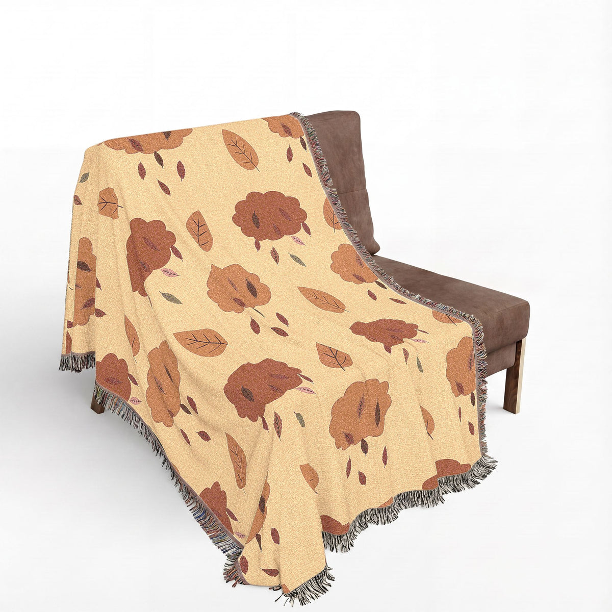 Autumn Leaf Pattern Woven Blanket | Fall Leaves Throw
