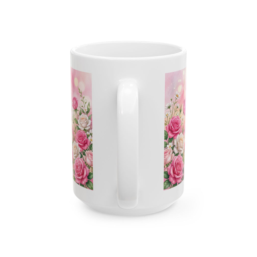 Faith Over Fear cross ribbon floral mug | ceramic coffee cup