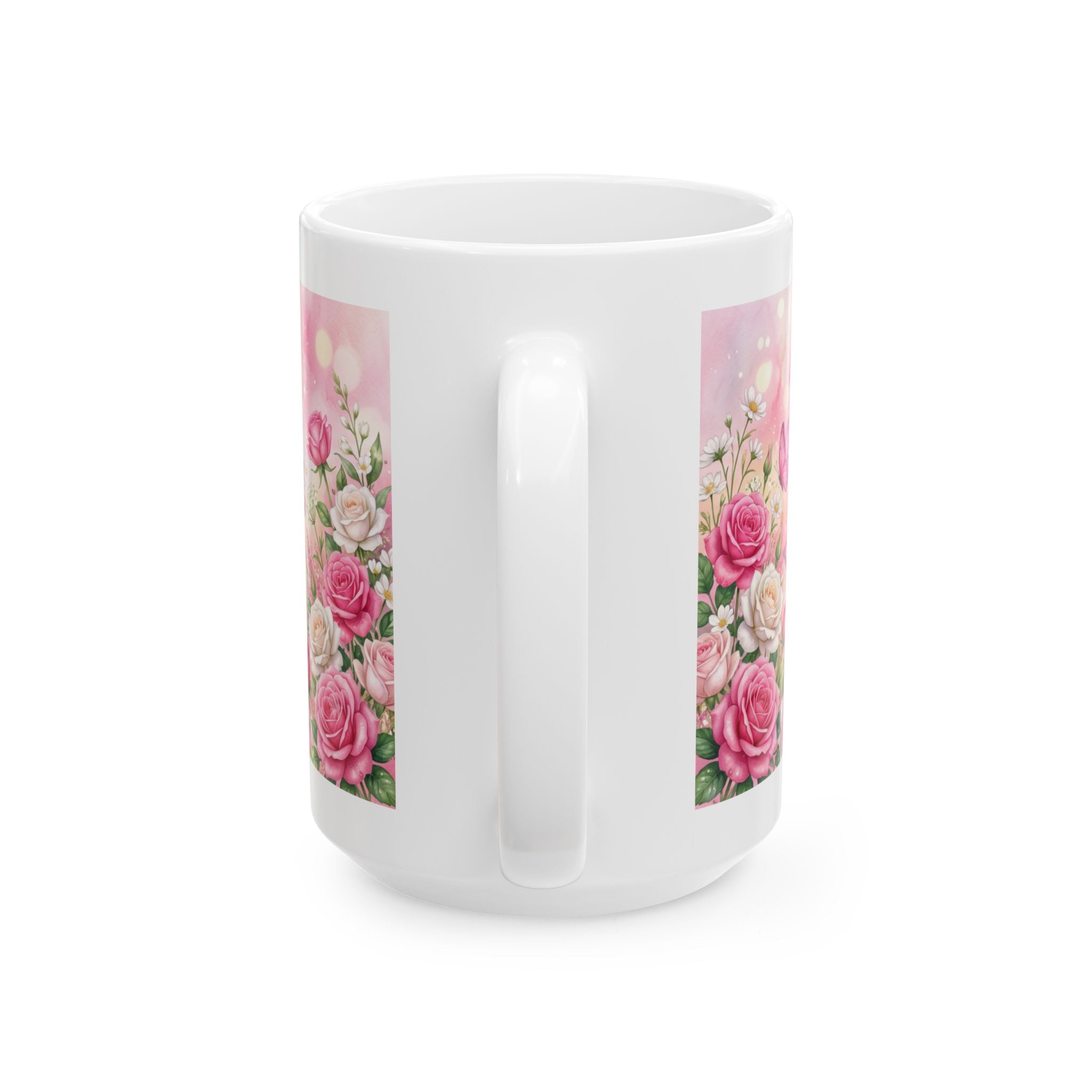 Faith Over Fear cross ribbon floral mug | ceramic coffee cup