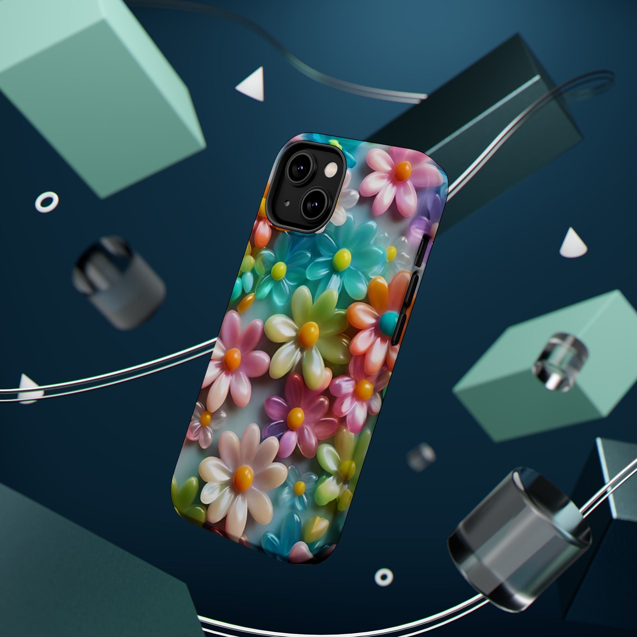 Colorful Daisy Pattern Phone Case | Magnetic Impact-Resistant Case
