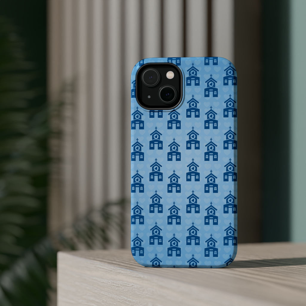 Blue Church Pattern Phone Case | Magnetic Impact-Resistant Case