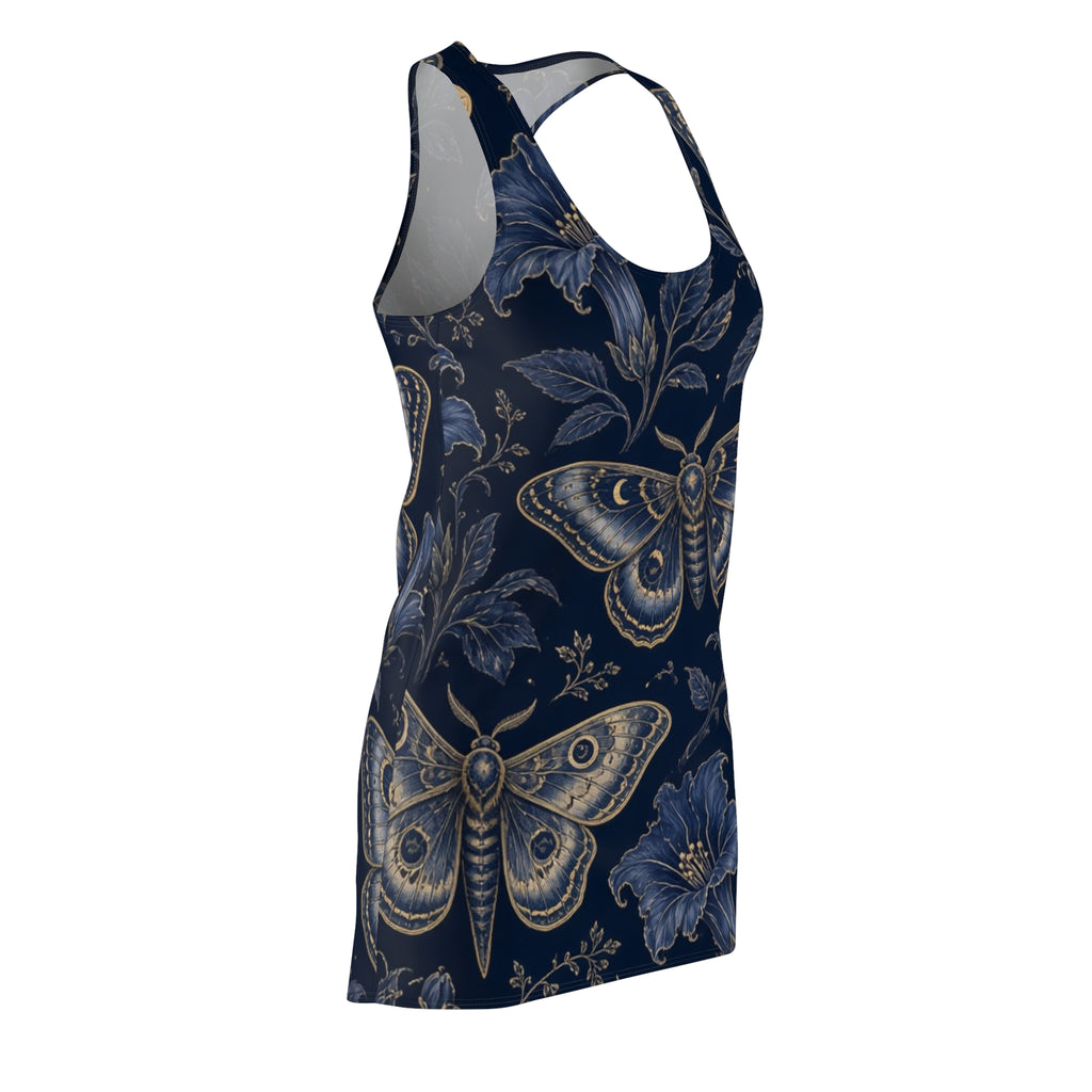 Vintage Moth Floral Racerback Dress | Navy Botanical Allover Print