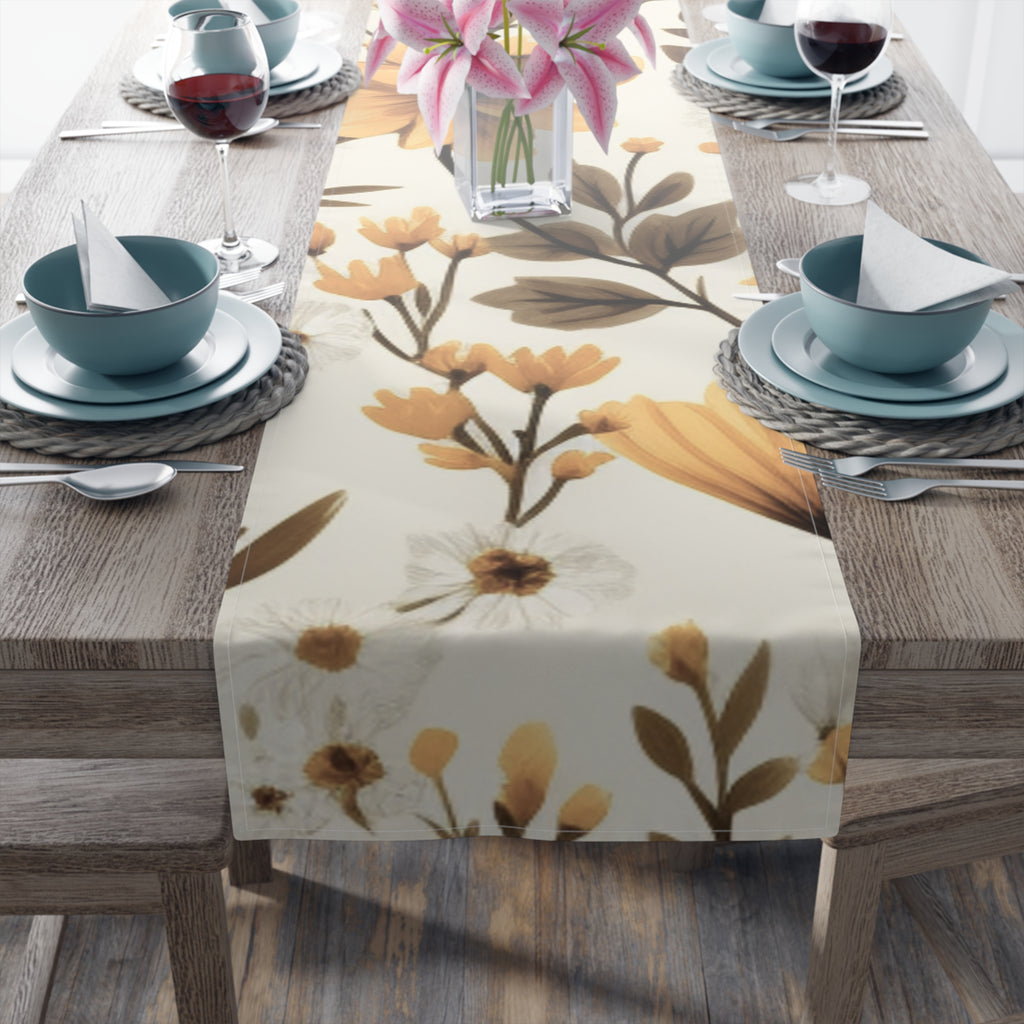 Golden Floral Branches Table Runner