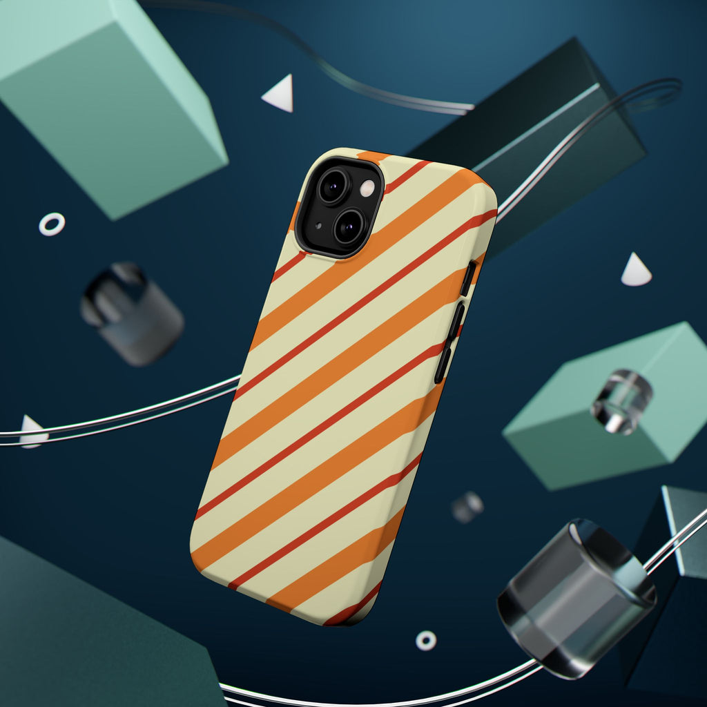 Retro Orange Diagonal Stripes Phone Case | Magnetic Impact-Resistant Case