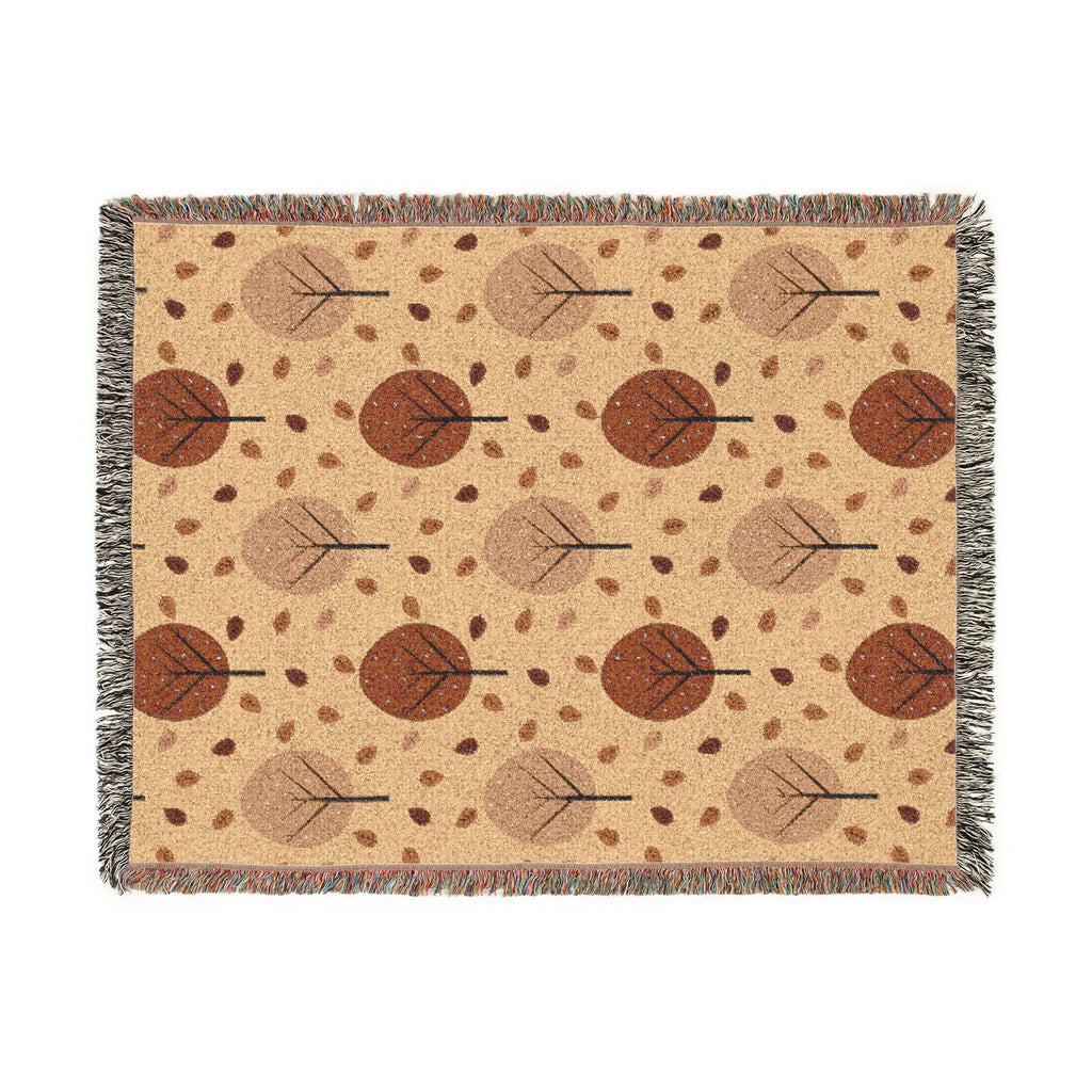 Autumn Forest Scene Woven Blanket | Fall Tree Landscape Throw