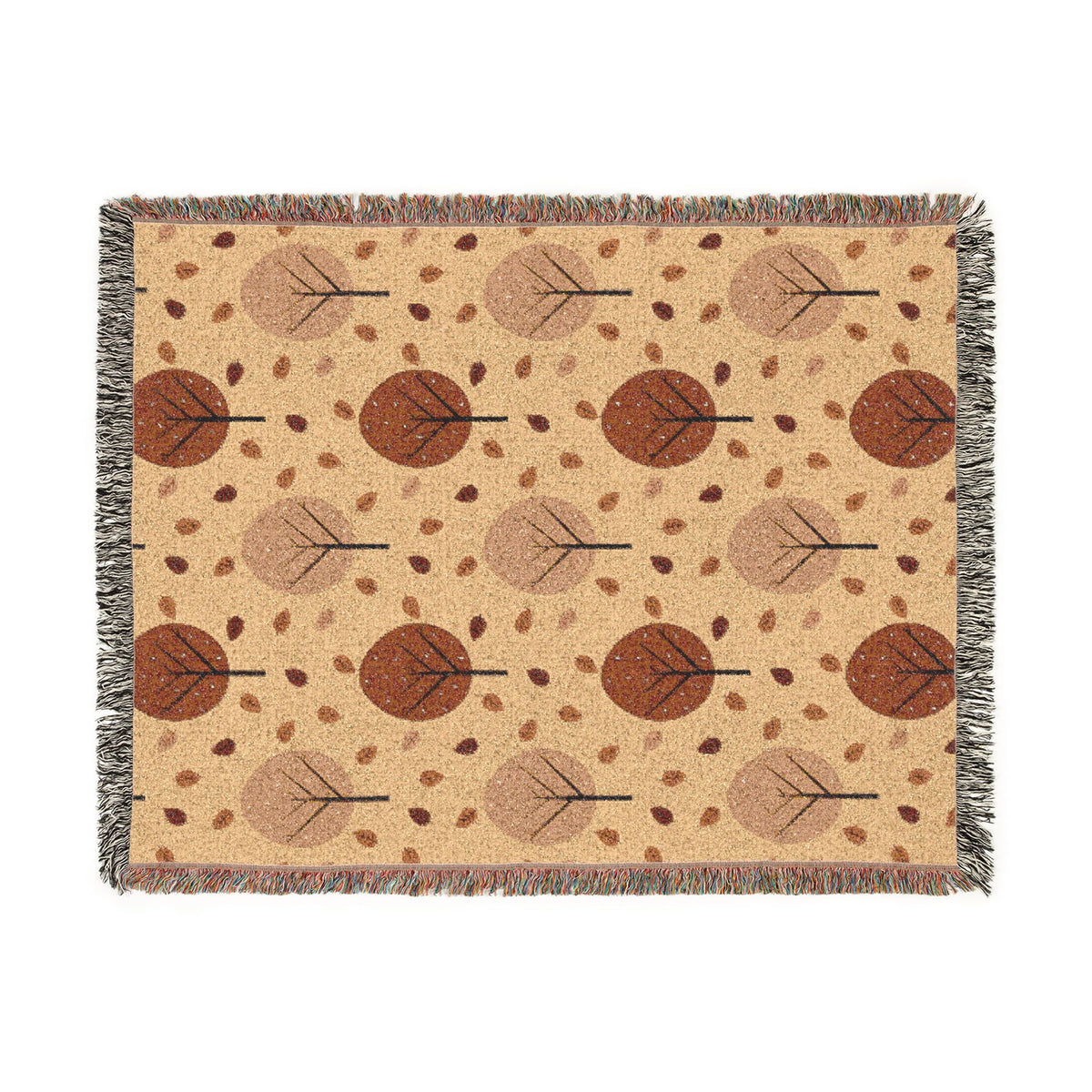 Autumn Forest Scene Woven Blanket | Fall Tree Landscape Throw