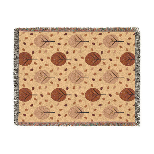 Autumn Forest Scene Woven Blanket | Fall Tree Landscape Throw