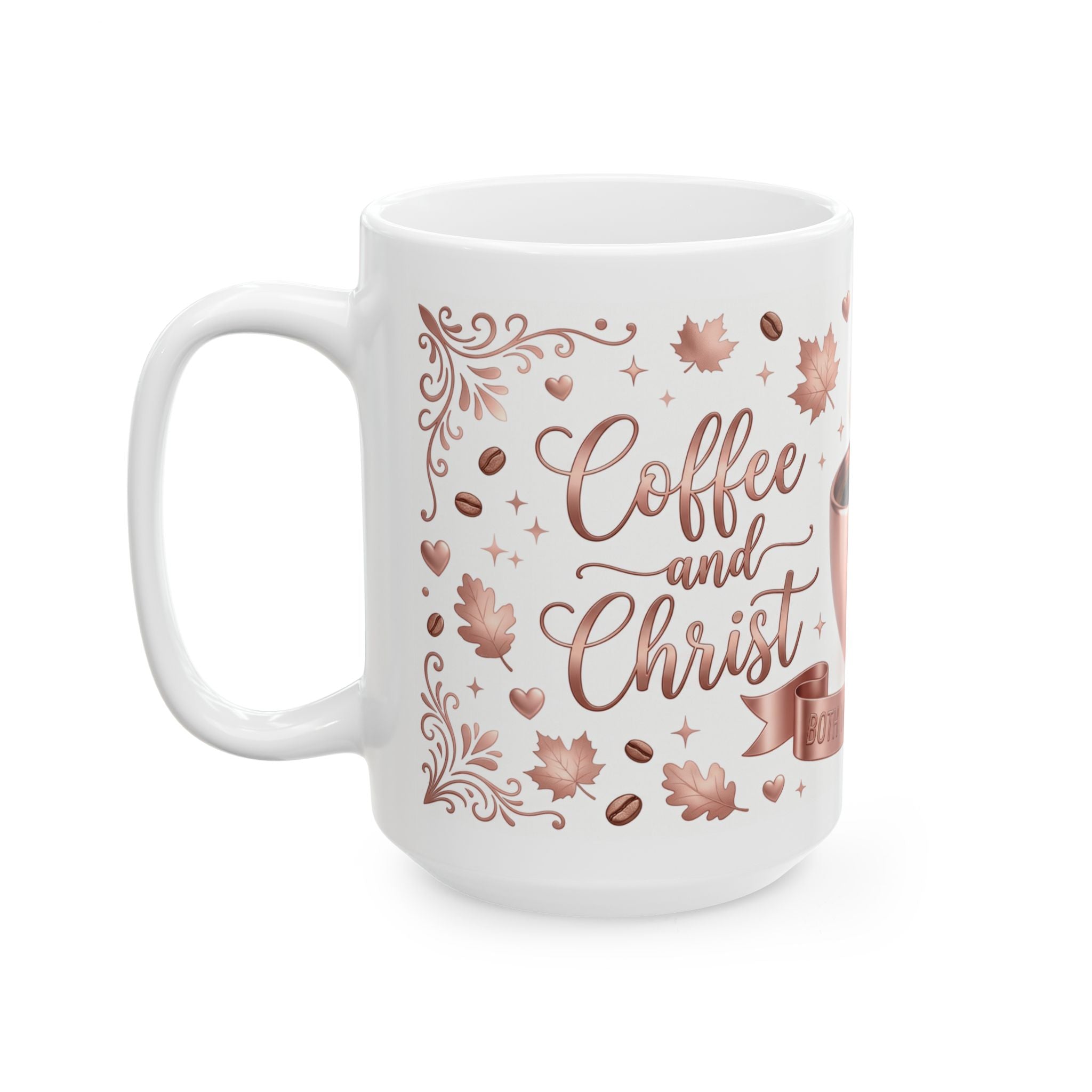 Coffee and Therapist Mug | Ceramic Coffee Cup, Rose Gold Autumn Design