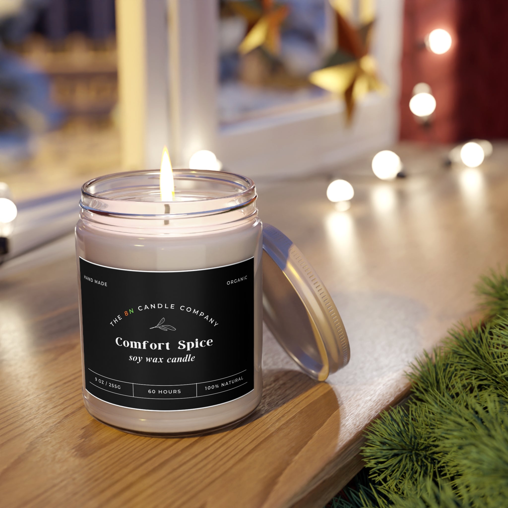 Comfort Spice Candle 9oz soy wax jar | Scented Candle with White Lid