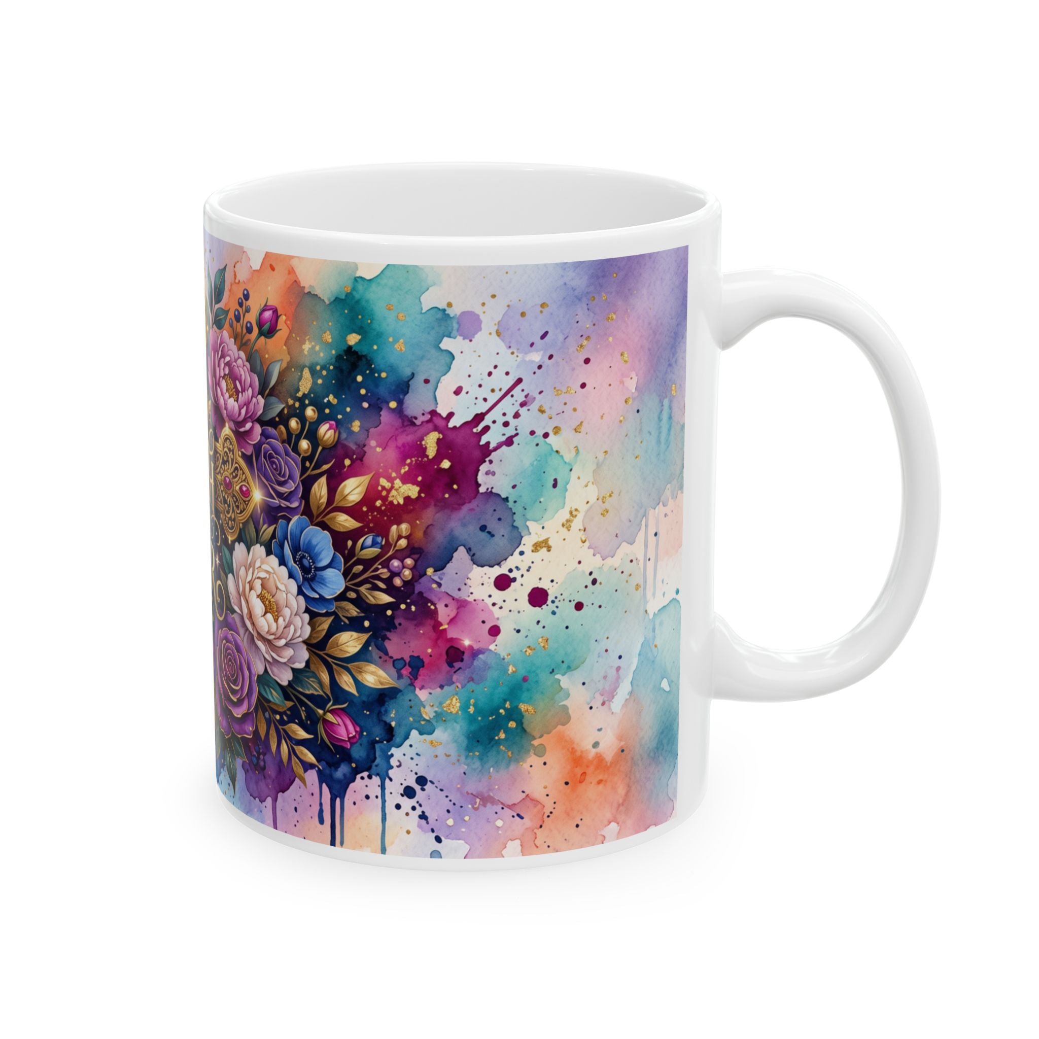 Faith Over Fear cross floral design Mug | Christian inspirational ceramic mug