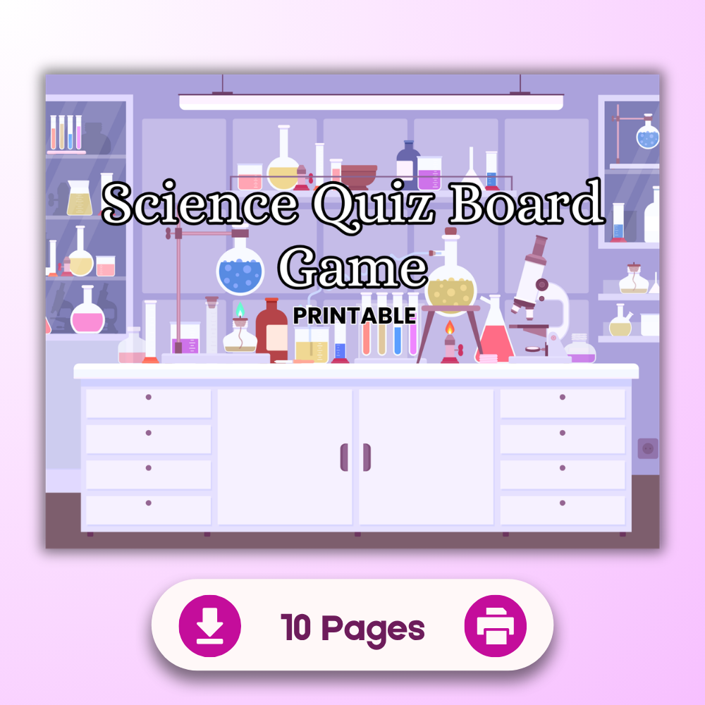 Science Quiz Board Game Printable | Fun Educational Trivia Game for Kids | STEM Quiz Activity PDF | Instant Download Ages 8+