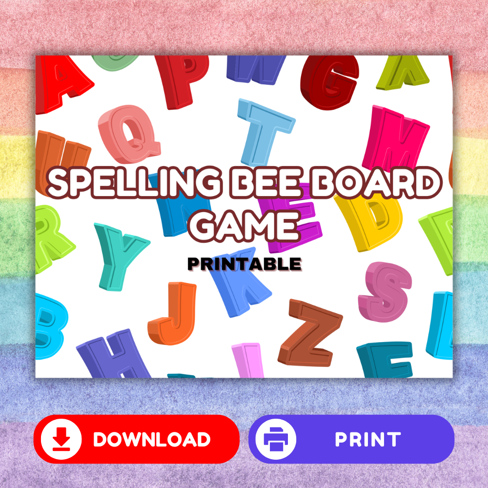 Spelling Bee Board Game Printable | Fun Spelling Practice Game for Kids | Educational Spelling Trivia PDF | Instant Download Ages 8+