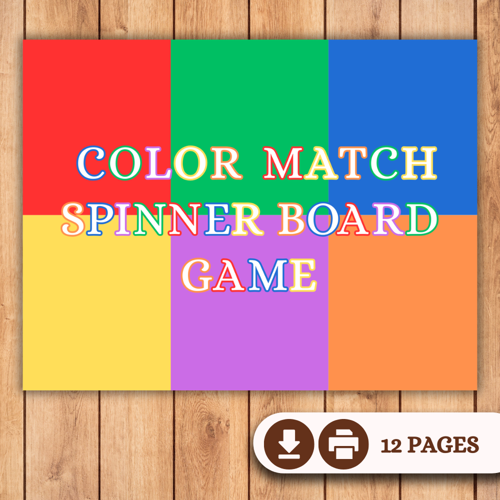 Color Match Spinner Board Game Printable | Color Recognition Game for Kids | Preschool Kindergarten Homeschool Printable | Instant Download