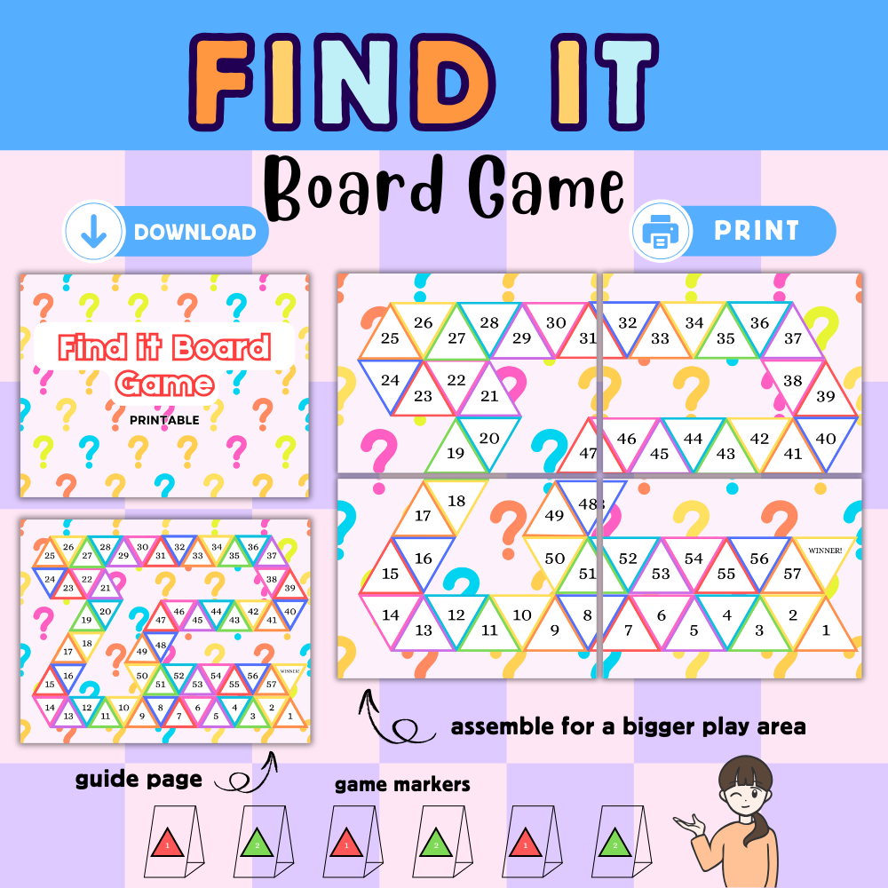 Find It Board Game Printable | Fun Scavenger Hunt Team Game for Kids & Family | Instant Download PDF