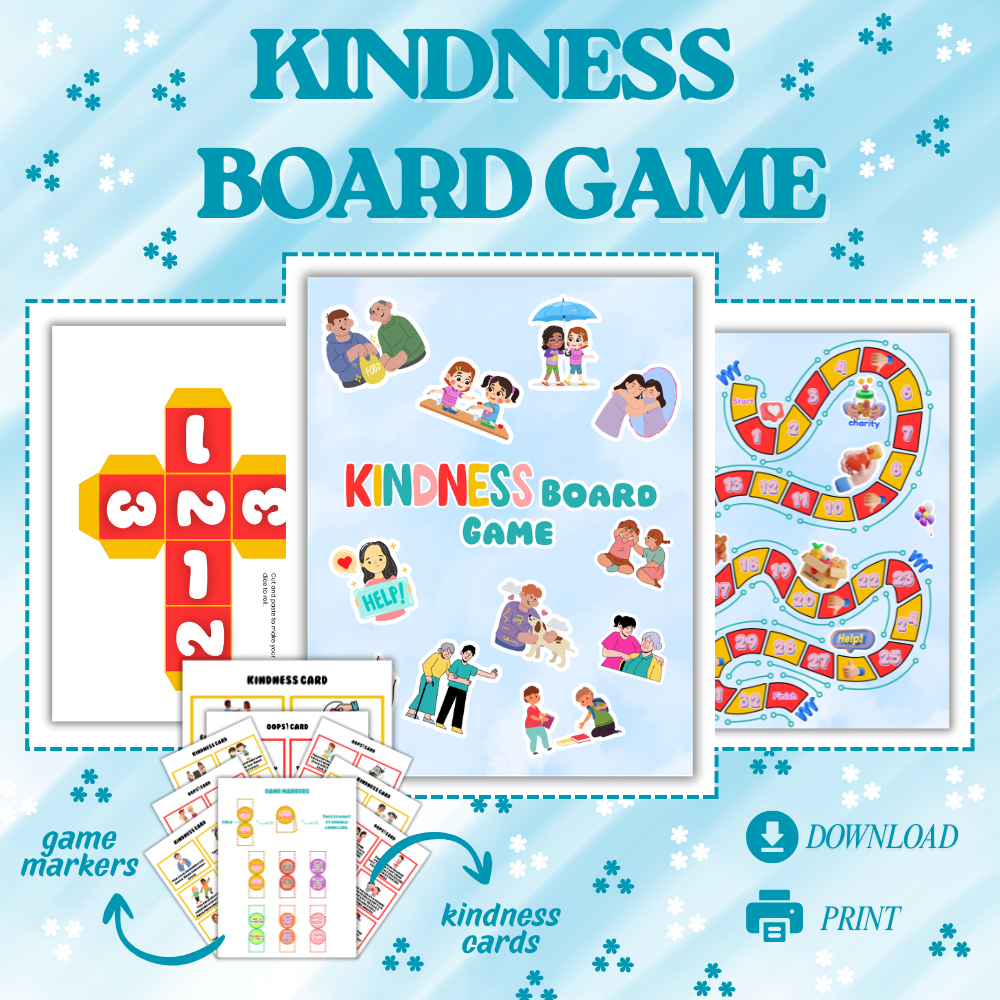 Kindness Board Game Printable | Fun Kindness & Empathy Game for Kids | SEL Activity with Kindness Cards | Instant Download PDF