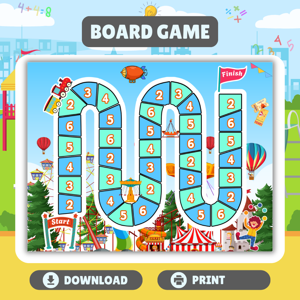 Fun Addition Board Game Printable for Kids | Preschool & Kindergarten | Homeschool Printable Activity