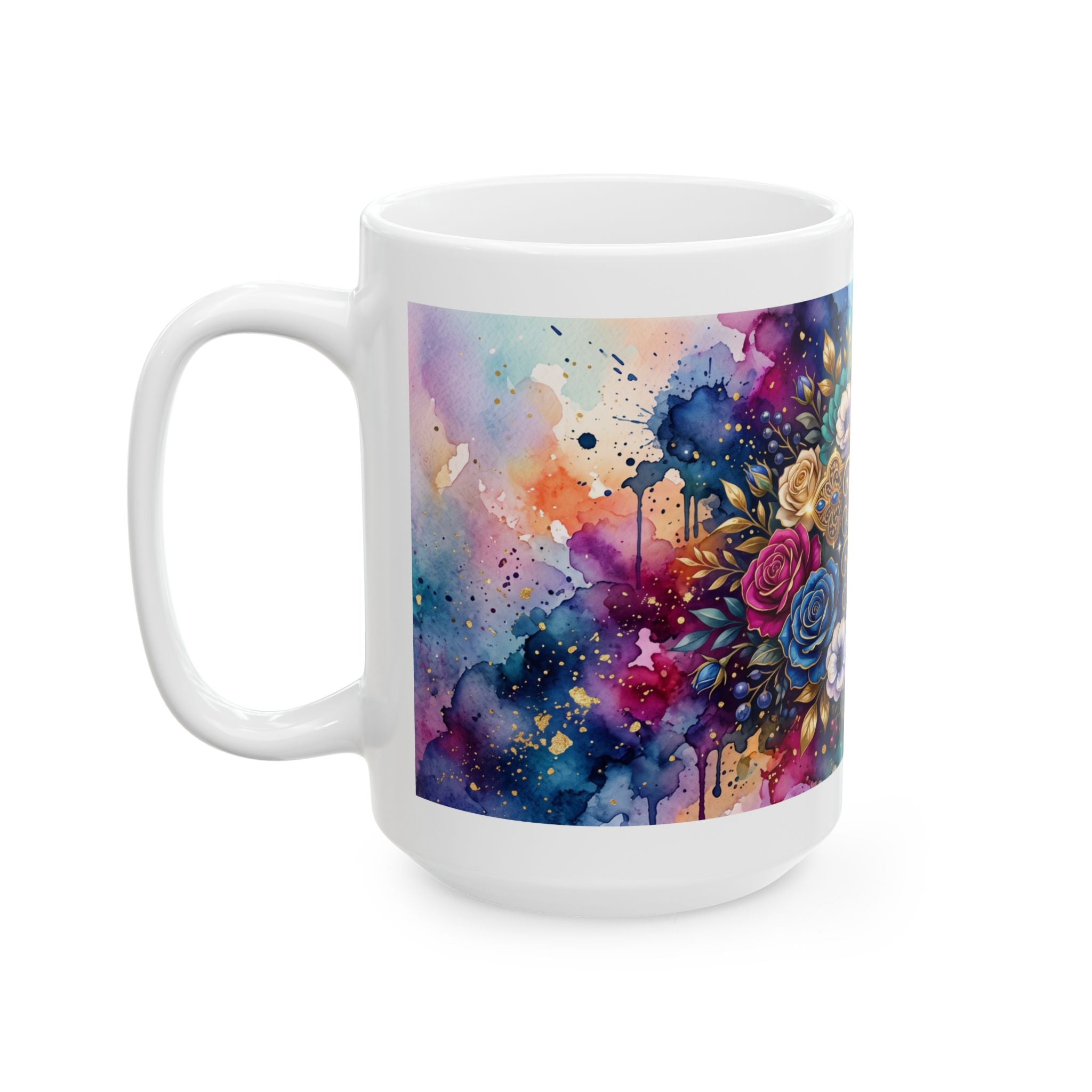 Faith Over Fear Floral Cross Mug | Ceramic Inspirational Coffee Cup