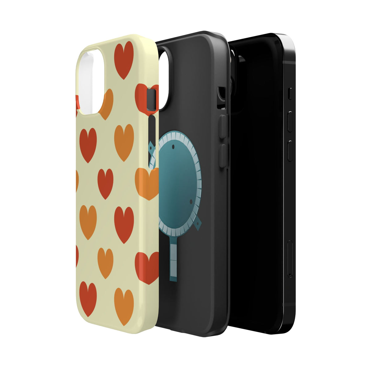 Retro Red Orange Hearts Phone Case | Magnetic Impact-Resistant Case