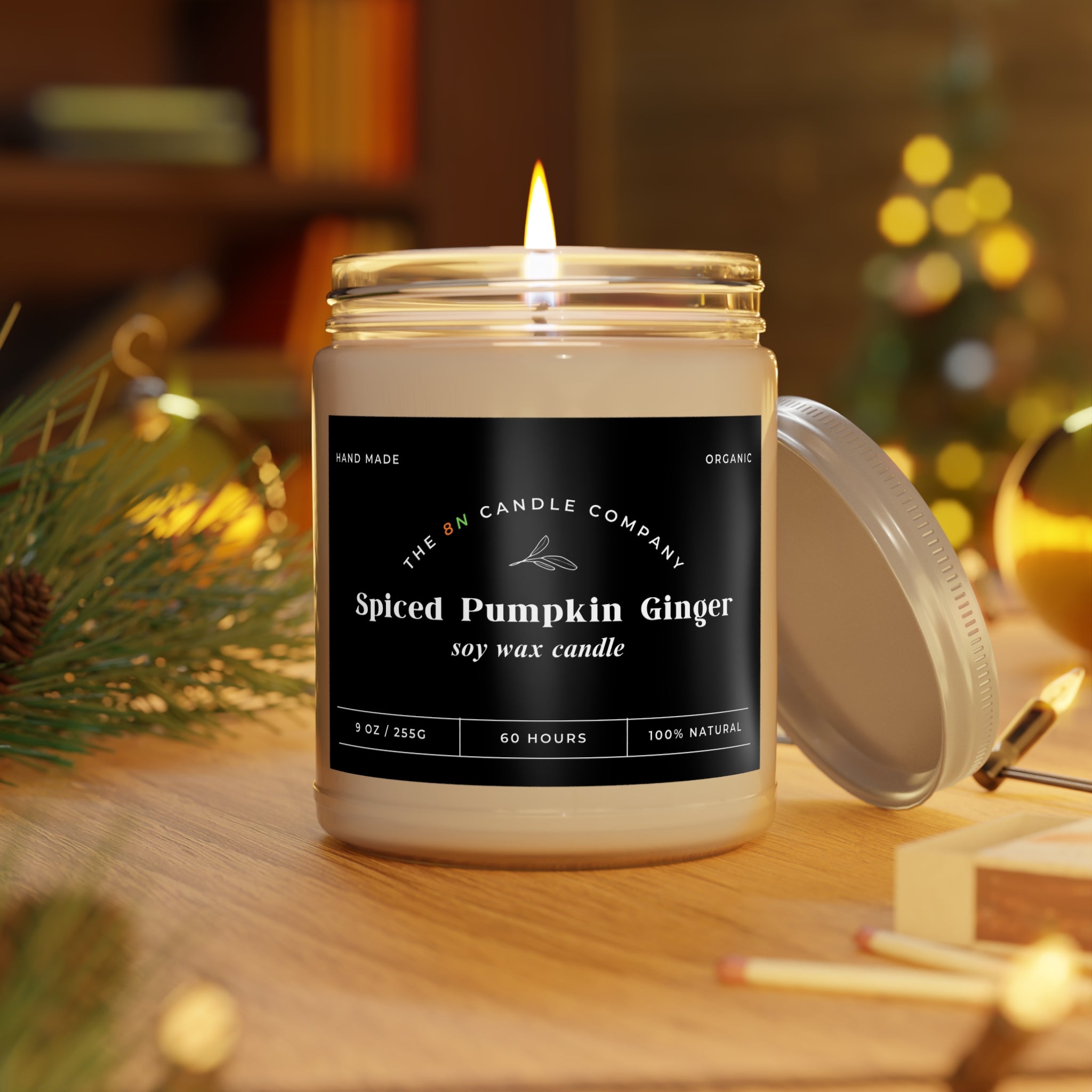 Spiced Pumpkin Ginger Candle 9oz Soy Jar | White Lid