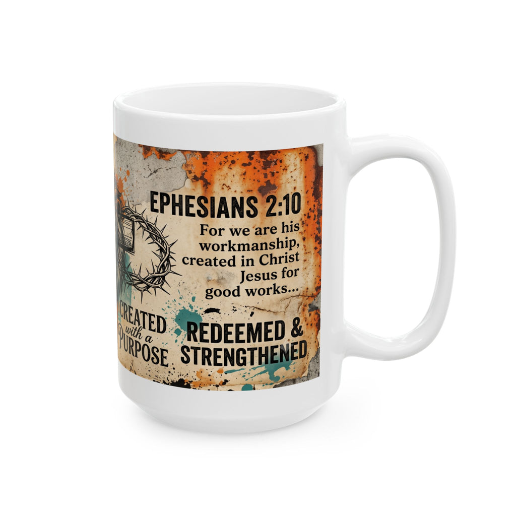 Created With Purpose Lion Cross Mug | Inspirational Christian Coffee Cup