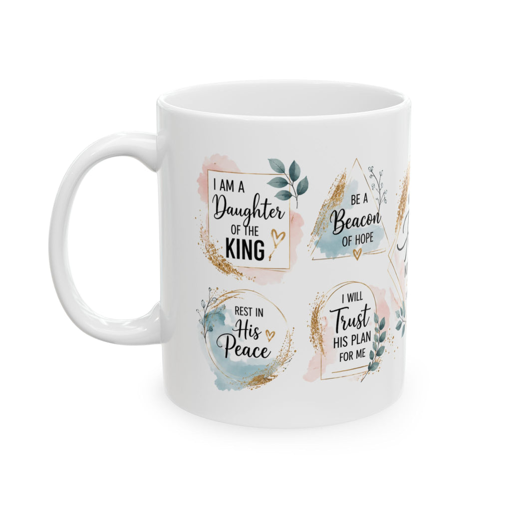 We Walk By Faith mug | Christian Scripture Ceramic Mug, 2 Corinthians 5:7