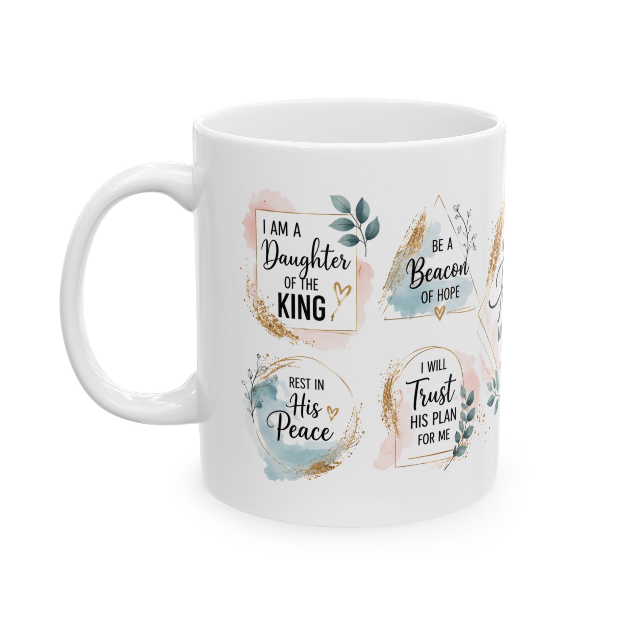 We Walk By Faith mug | Christian Scripture Ceramic Mug, 2 Corinthians 5:7